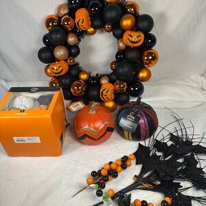 Target Halloween Wreath Pumpkins Orange Black Hide And EEK Bundle